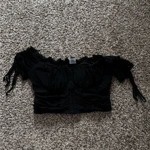 Windsor Elegant Black Ruched Crop Top